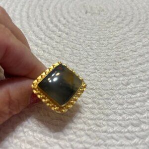 Gorgeous AFRICAN BLOODSTONE Handmade Gold Plate RIng Size 9.5 #496D